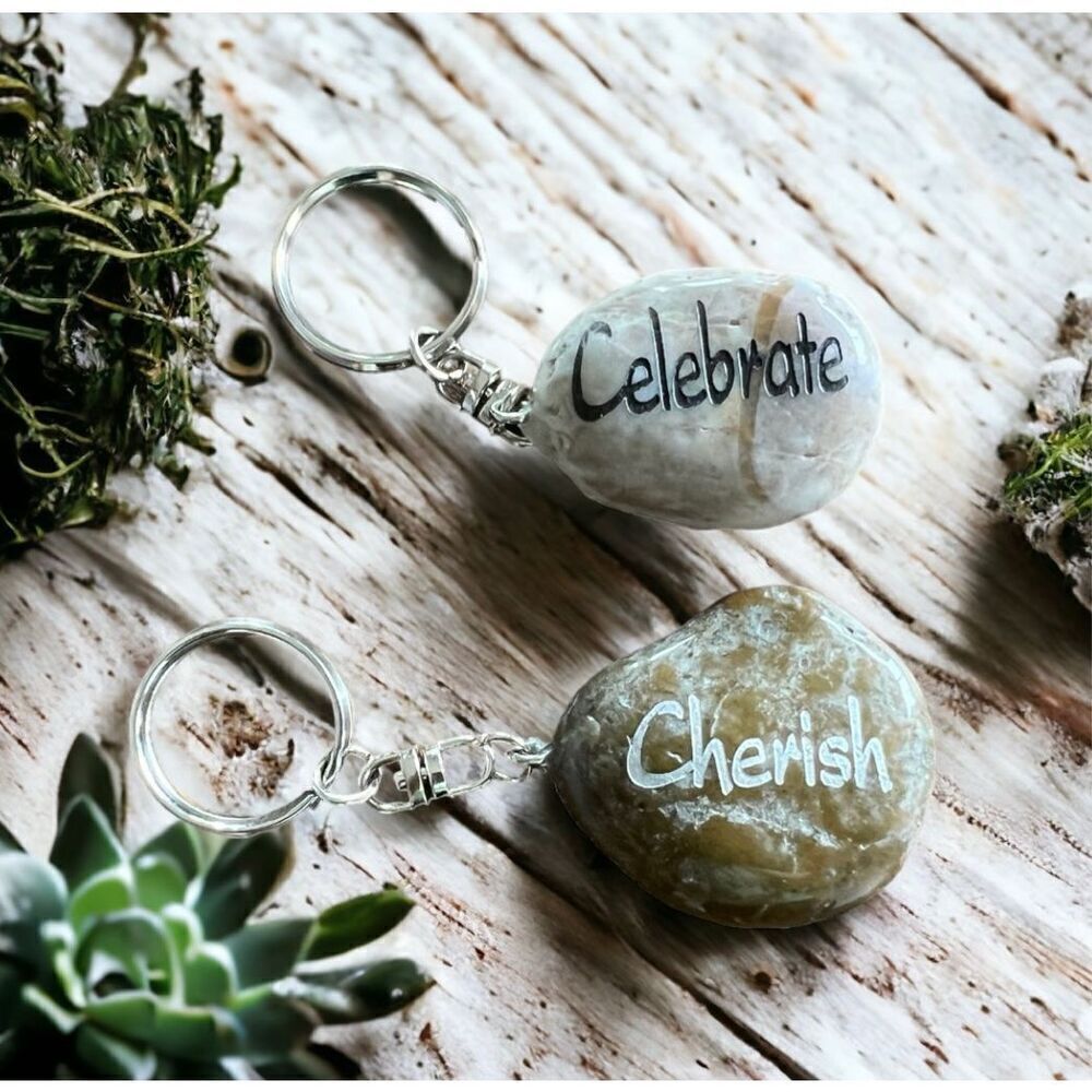 New Couples Milestone Anniversary Wedding Rock Inspirational Keychains